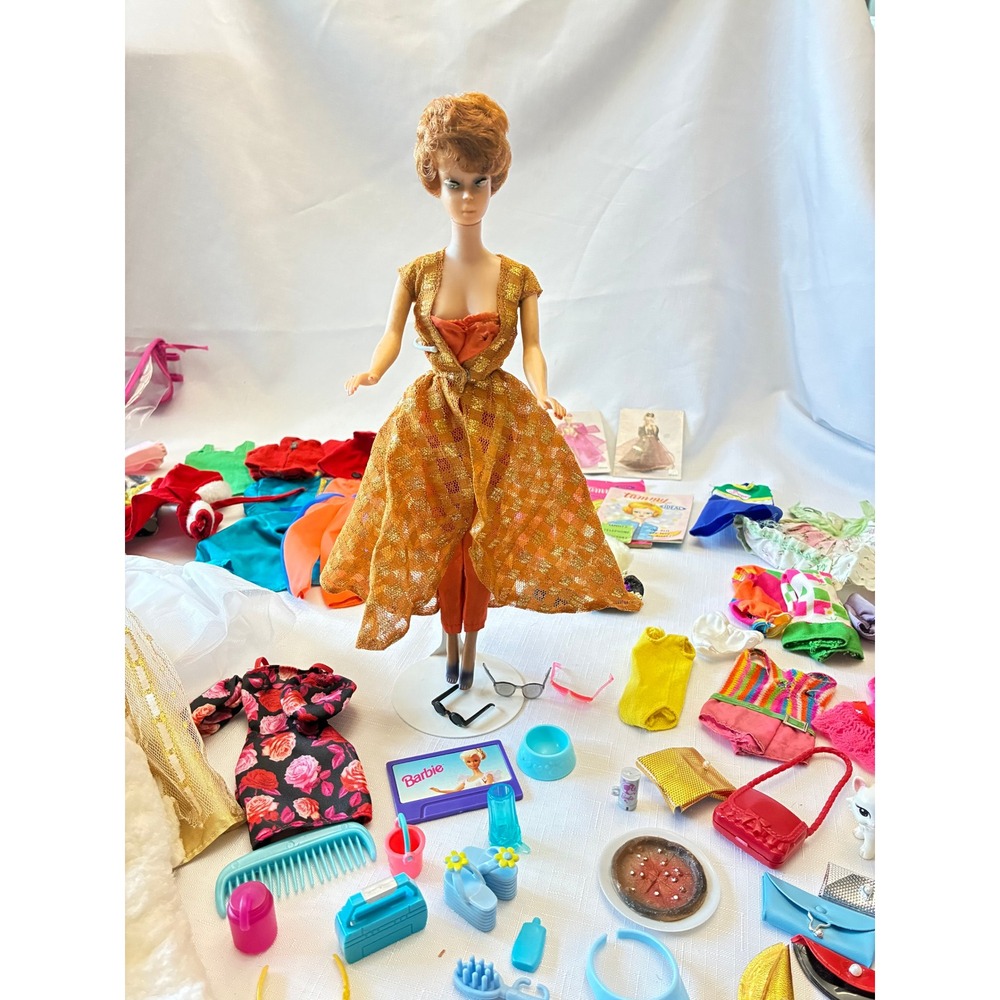 Vintage 1960's Bubble Cut Barbie Doll with Clothing Accessory Lot Repair Restore